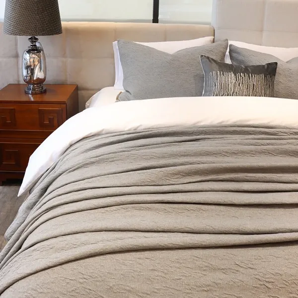 Nova Home Whispers Knitted Cotton Bedspread Set - Light Grey (Available In Sizes) product thumbnail 3