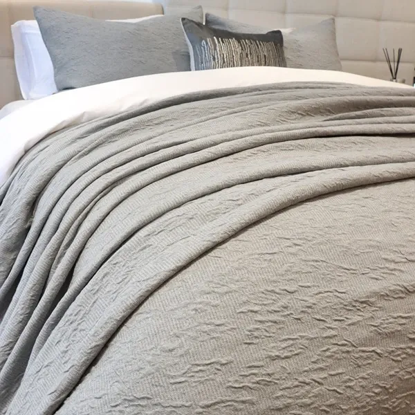 Nova Home Whispers Knitted Cotton Bedspread Set - Light Grey (Available In Sizes) product thumbnail 4