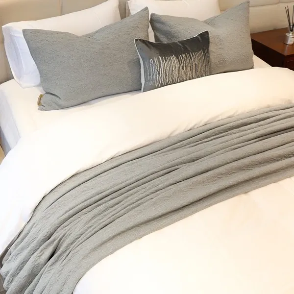 Nova Home Whispers Knitted Cotton Bedspread Set - Light Grey (Available In Sizes) product thumbnail 8