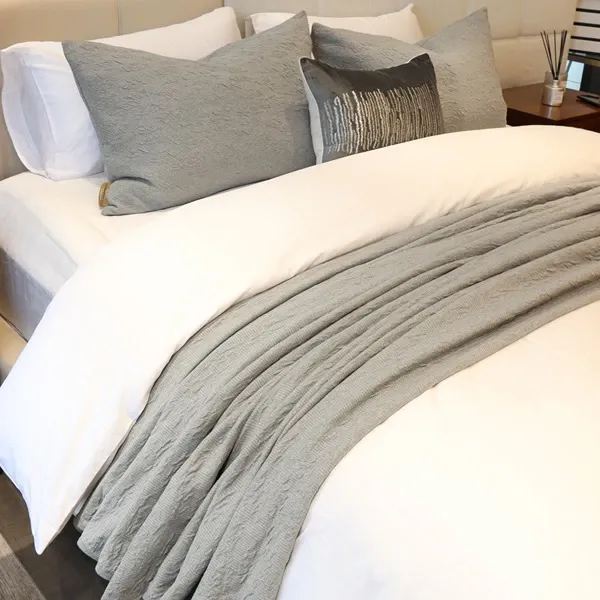 Nova Home Whispers Knitted Cotton Bedspread Set - Single & Twin - 2 Pcs - Light Grey product thumbnail 7