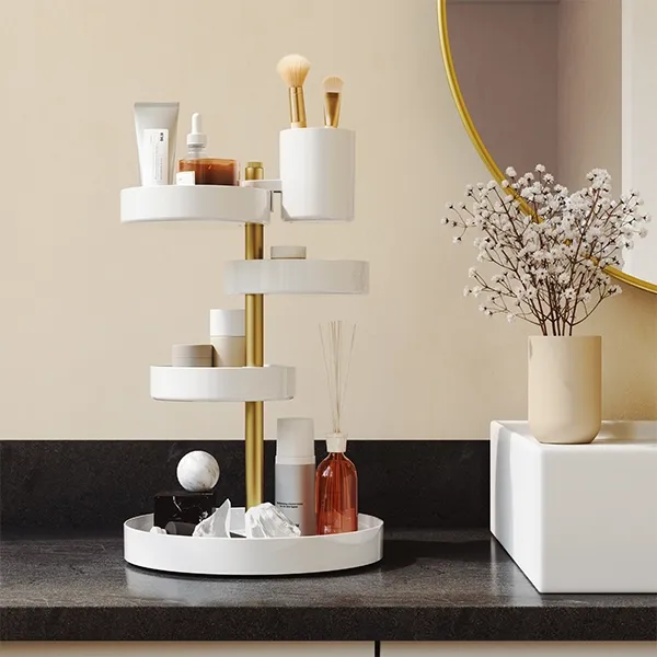 Umbra Pirouette Cosmetic Organizer - White & Brass product thumbnail 3