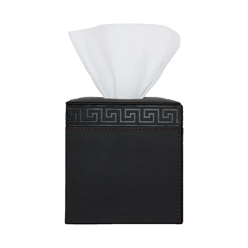 Nova Home Versace Square Leather Tissue Box - Black product thumbnail 3
