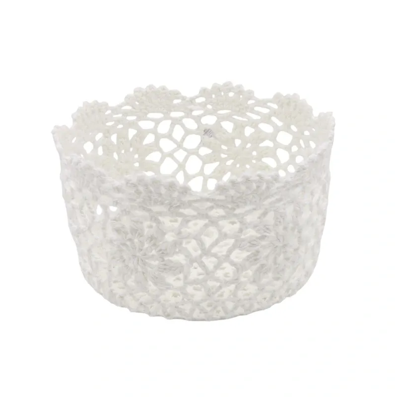 Nova Home "Knotbox" Cotton Crochet Basket - White product thumbnail 4