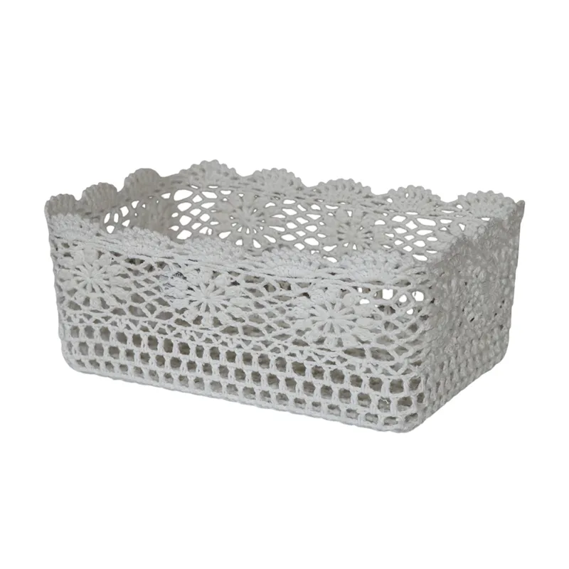 Nova Home "Threadlet" Cotton Crochet Basket - White product thumbnail 4