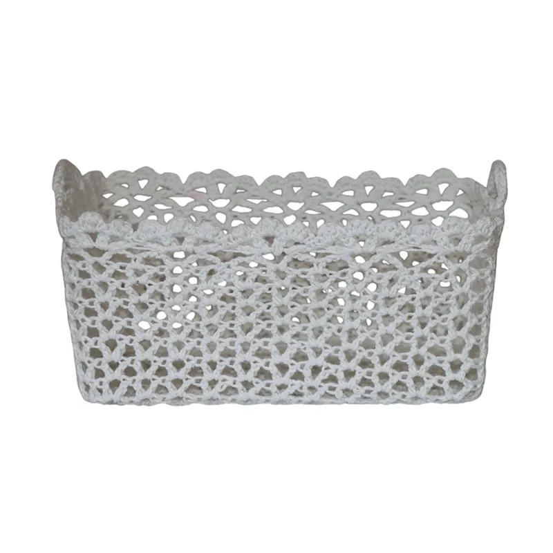 Nova Home "Yarnware" Cotton Crochet Basket - White product thumbnail 2