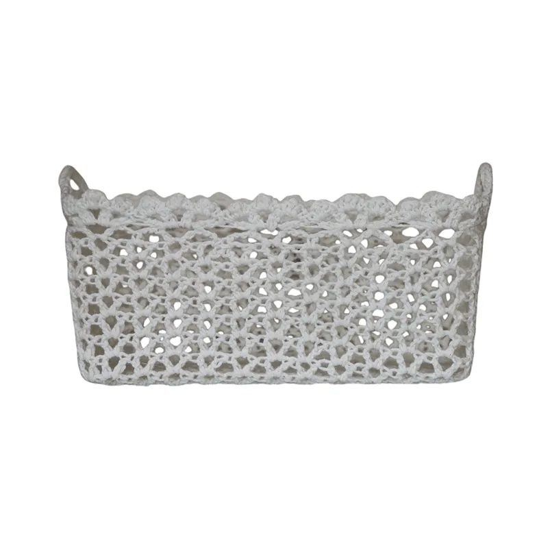 Nova Home "Yarnware" Cotton Crochet Basket - White product thumbnail 3
