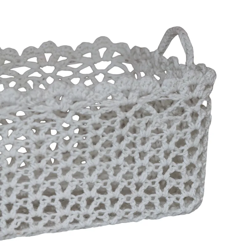 Nova Home "Yarnware" Cotton Crochet Basket - White product thumbnail 4