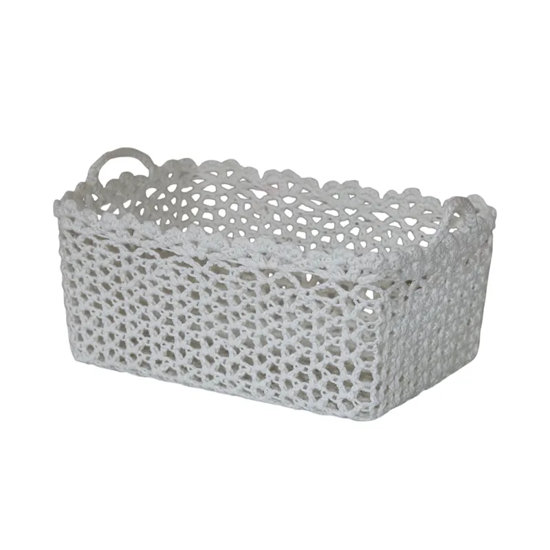 Nova Home "Yarnware" Cotton Crochet Basket - White product thumbnail 4
