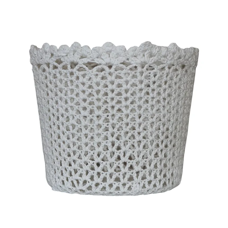 Nova Home "Cove" Cotton Crochet Basket - White product thumbnail 2