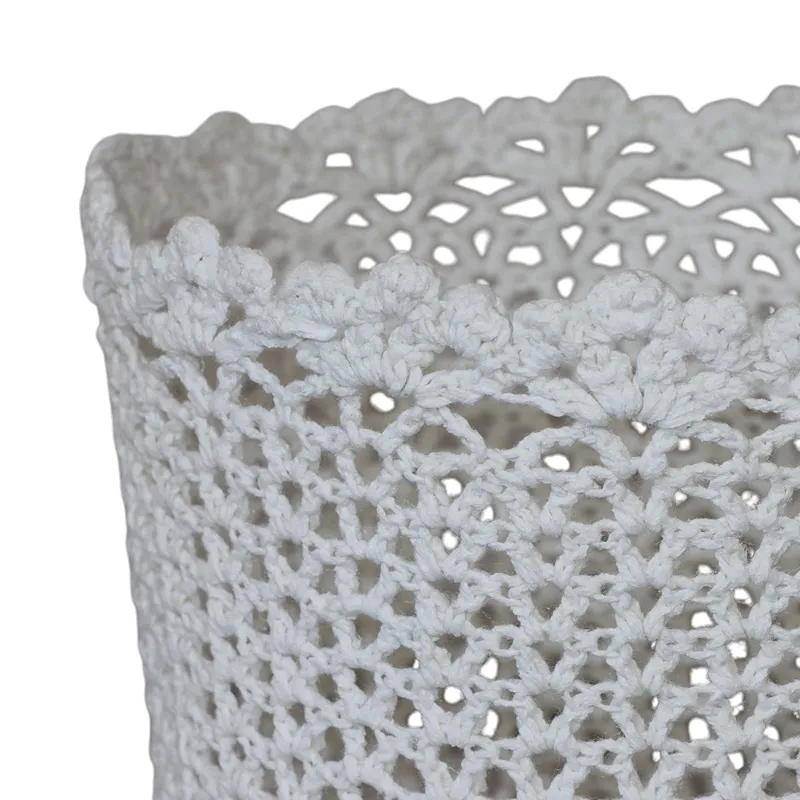 Nova Home "Cove" Cotton Crochet Basket - White product thumbnail 3