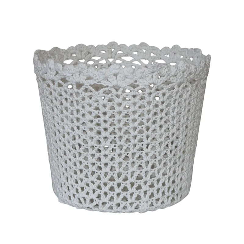 Nova Home "Cove" Cotton Crochet Basket - White product thumbnail 4