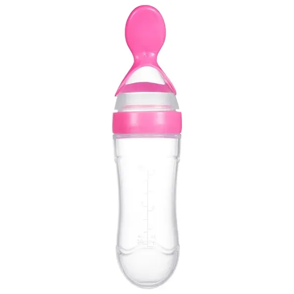 Babyjem Silicone Squeeze Feeding Bottle With Spoon - 90 ML - Pink product thumbnail 4