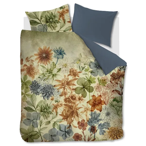 Bedding House Florian Duvet Cover Set - 100% Cotton Satin - 200 Thread - King & Super King - 3 Pcs - Green product thumbnail 3