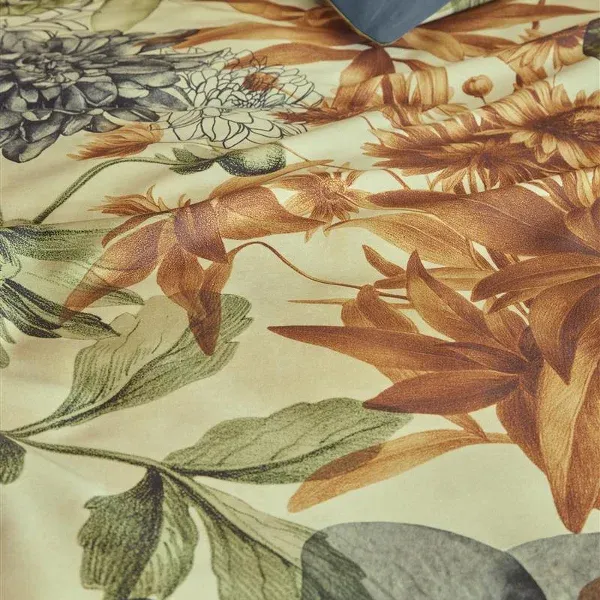 Bedding House Florian Duvet Cover Set - 100% Cotton Satin - 200 Thread - King & Super King - 3 Pcs - Green product thumbnail 4