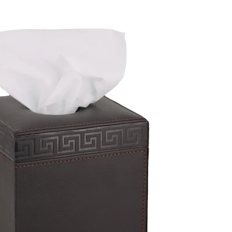 Nova Home Versace Square Leather Tissue Box - Brown product thumbnail 2