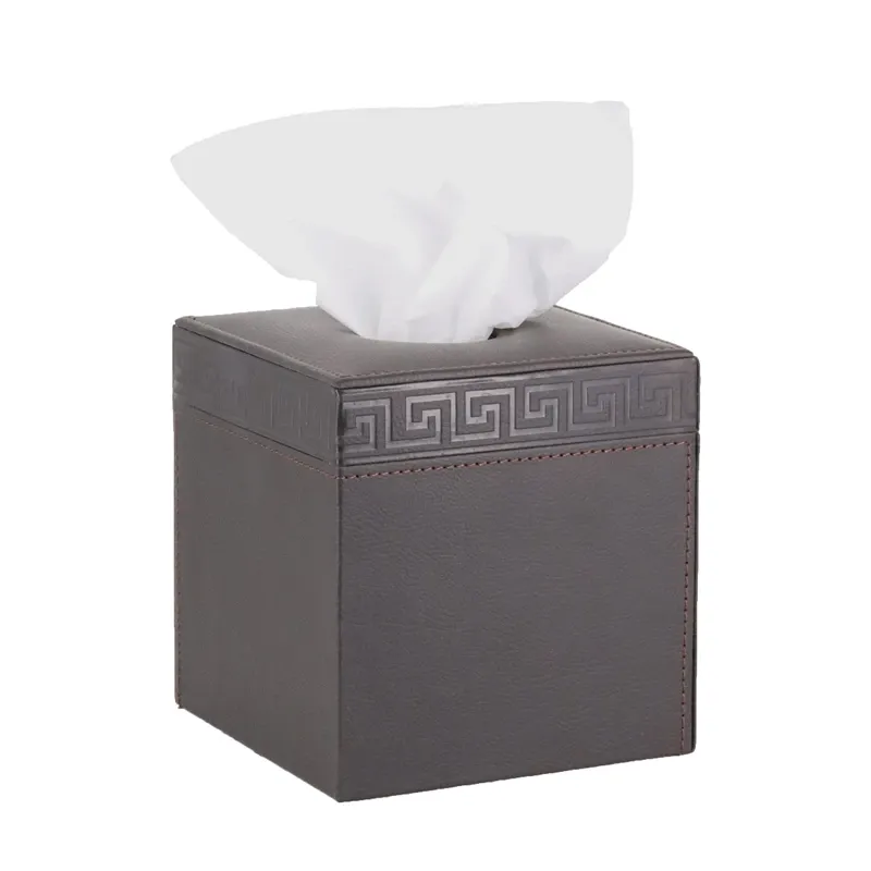 Nova Home Versace Square Leather Tissue Box - Brown product thumbnail 4
