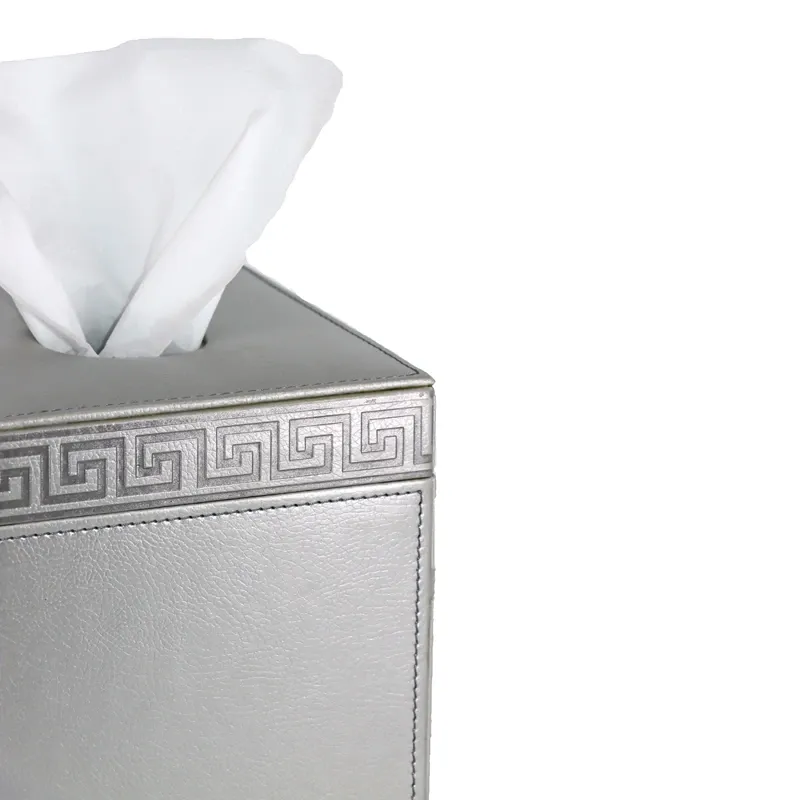 Nova Home Versace Square Leather Tissue Box - Silver product thumbnail 2