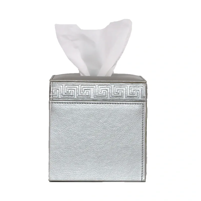 Nova Home Versace Square Leather Tissue Box - Silver product thumbnail 3