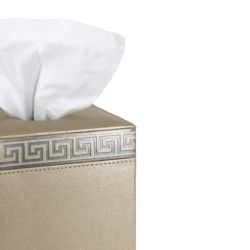 Nova Home Versace Square Leather Tissue Box - Gold product thumbnail 2