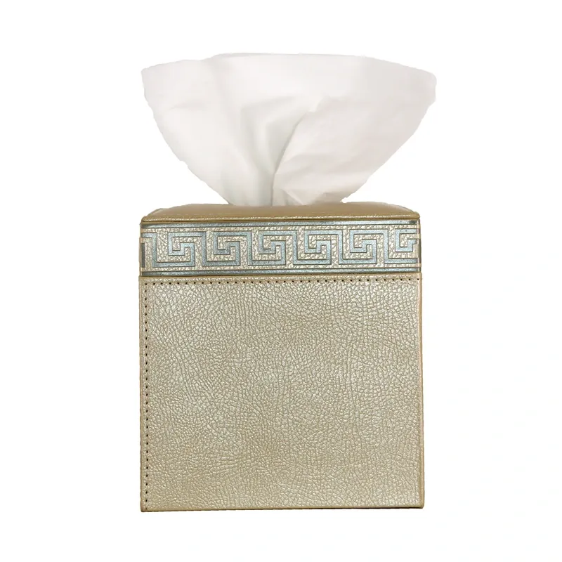 Nova Home Versace Square Leather Tissue Box - Gold product thumbnail 3