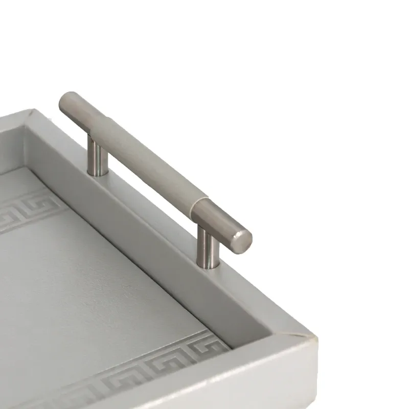 Nova Home Versace Rectangular Leather Tray - Large - Silver product thumbnail 3
