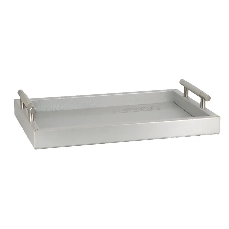 Nova Home Versace Rectangular Leather Tray - Large - Silver product thumbnail 4