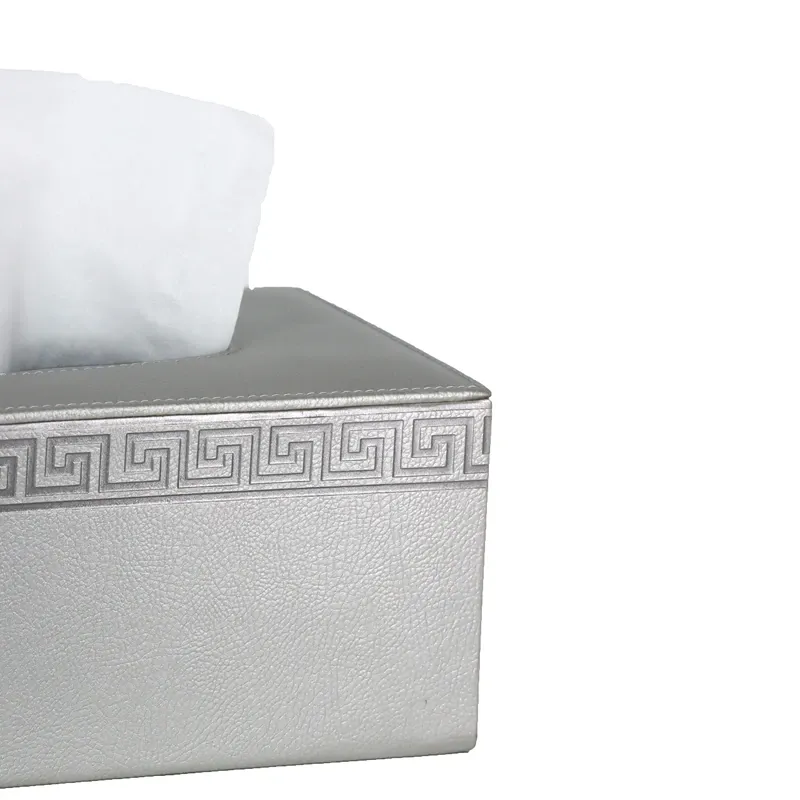 Nova Home Versace Rectangular Leather Tissue Box - Silver product thumbnail 2