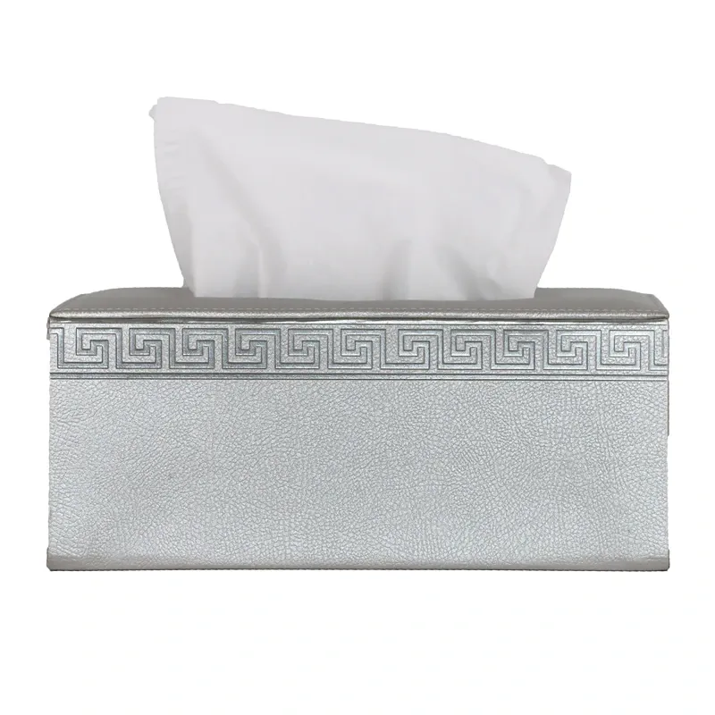 Nova Home Versace Rectangular Leather Tissue Box - Silver product thumbnail 3