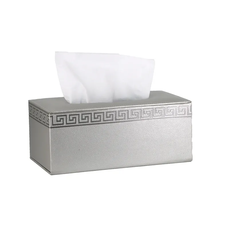 Nova Home Versace Rectangular Leather Tissue Box - Silver product thumbnail 4