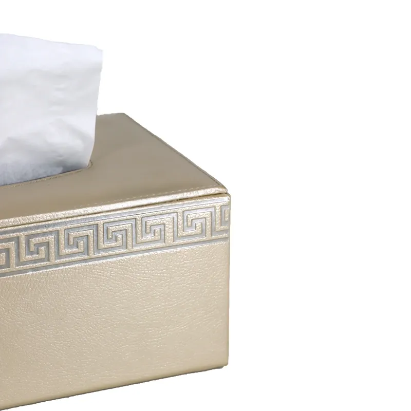 Nova Home Versace Rectangular Leather Tissue Box - Gold product thumbnail 2