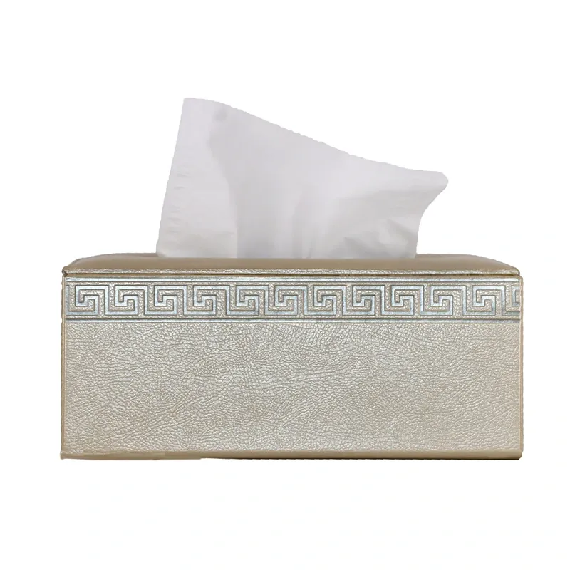 Nova Home Versace Rectangular Leather Tissue Box - Gold product thumbnail 3