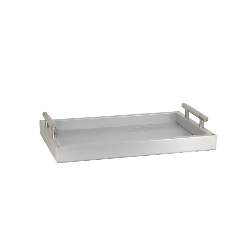 Nova Home Versace Rectangular Leather Tray - Small - Silver product thumbnail 4
