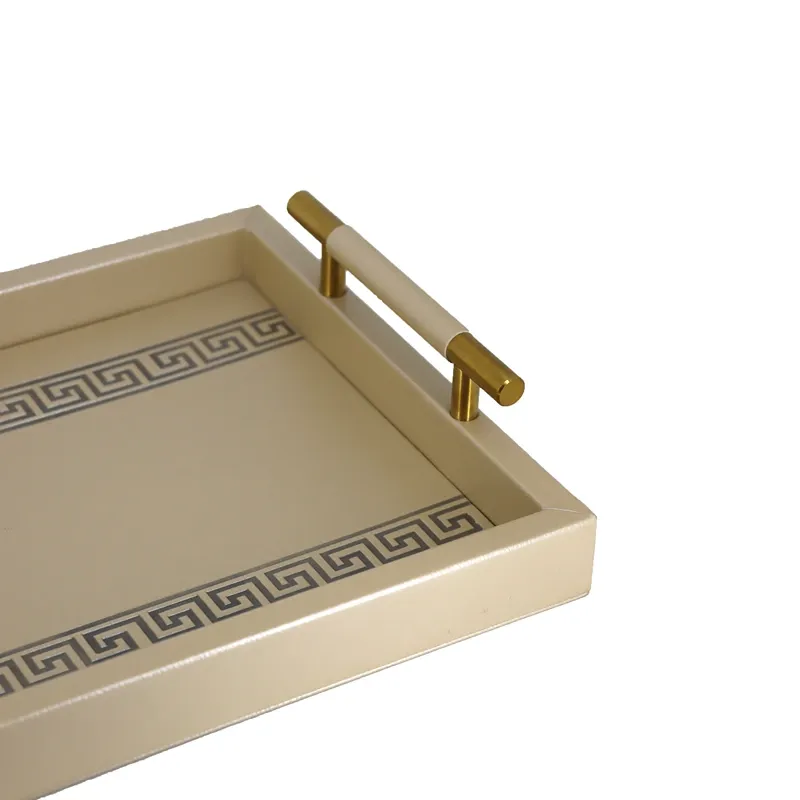 Nova Home Versace Rectangular Leather Tray - Small - Gold product thumbnail 2
