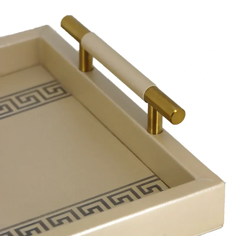 Nova Home Versace Rectangular Leather Tray - Small - Gold product thumbnail 3