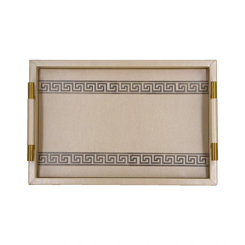 Nova Home Versace Rectangular Leather Tray - Small - Gold product thumbnail 4