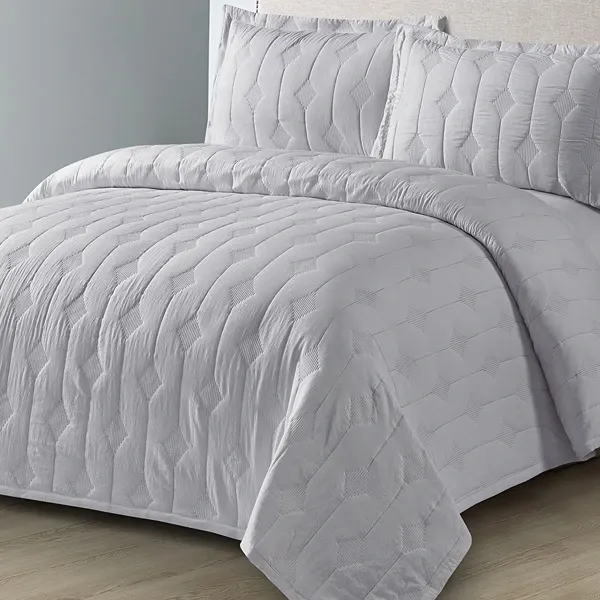Nova Home Geotess Pre Washed Soft Bed Spread Set - 4 pcs - King & Super King - Grey product thumbnail 2