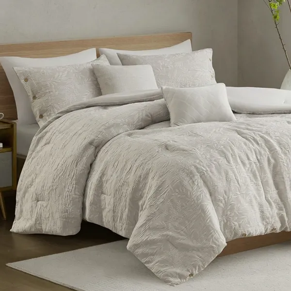 Nova Home Juniper Jaquard Comforter Set - 8 Pcs - King & Super King - Grey product thumbnail 2