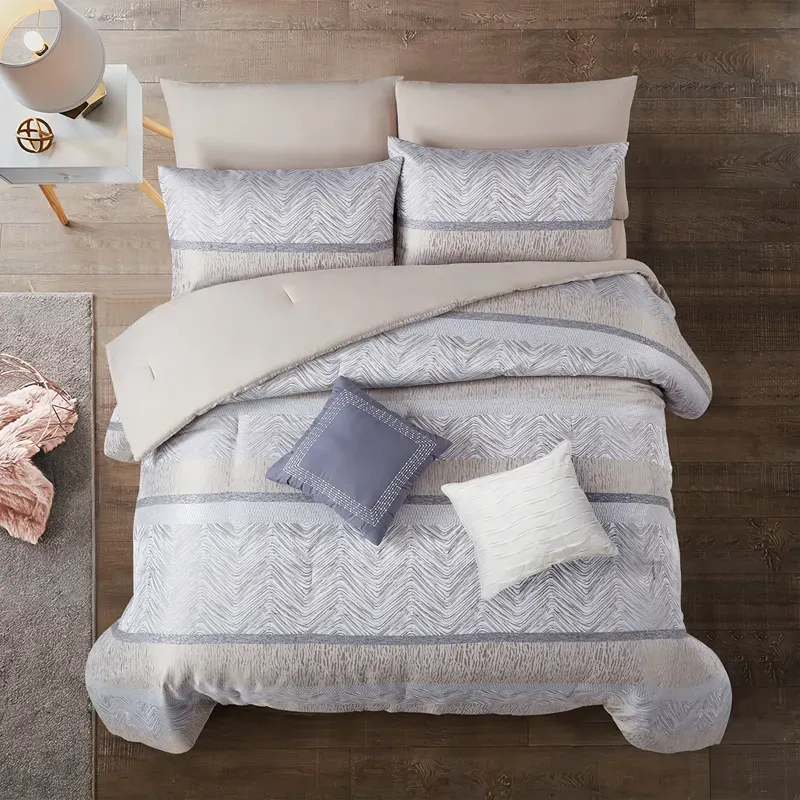 Nova Home Casecade Jacquard Comforter Set - King & Super King - 8 Pcs - Tan product thumbnail 2