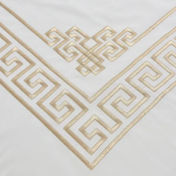 Nova Versace Embroidery Duvet Cover Set - 100% Cotton, 200 Thread - 6 Pcs - King & Super King - White & Gold product thumbnail 5