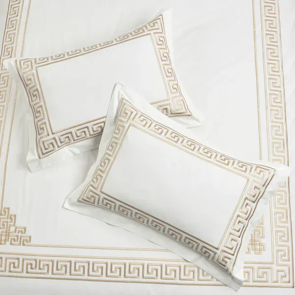Nova Versace Embroidery Duvet Cover Set - 100% Cotton, 200 Thread - 6 Pcs - King & Super King - White & Gold product thumbnail 6