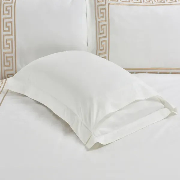 Nova Versace Embroidery Duvet Cover Set - 100% Cotton, 200 Thread - 6 Pcs - King & Super King - White & Gold product thumbnail 7