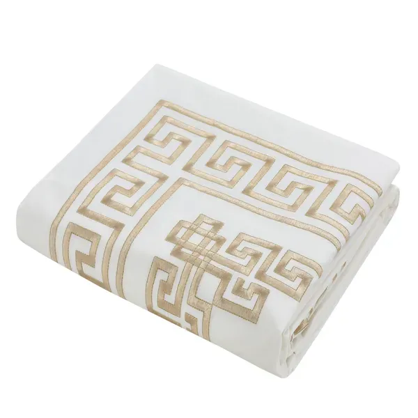 Nova Versace Embroidery Duvet Cover Set - 100% Cotton, 200 Thread - 6 Pcs - King & Super King - White & Gold product thumbnail 8
