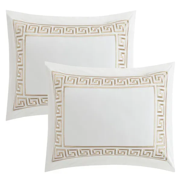 Nova Versace Embroidery Duvet Cover Set - 100% Cotton, 200 Thread - 6 Pcs - King & Super King - White & Gold product thumbnail 9