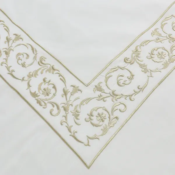 Nova Paisley Embroidery Duvet Cover Set - 100% Cotton, 200 Thread - 6 Pcs - King & Super King - White & Gold product thumbnail 5