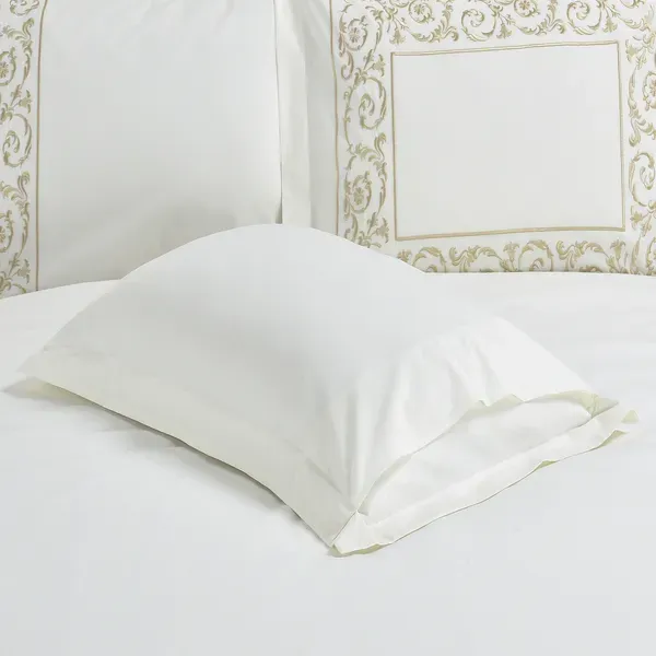 Nova Paisley Embroidery Duvet Cover Set - 100% Cotton, 200 Thread - 6 Pcs - King & Super King - White & Gold product thumbnail 7