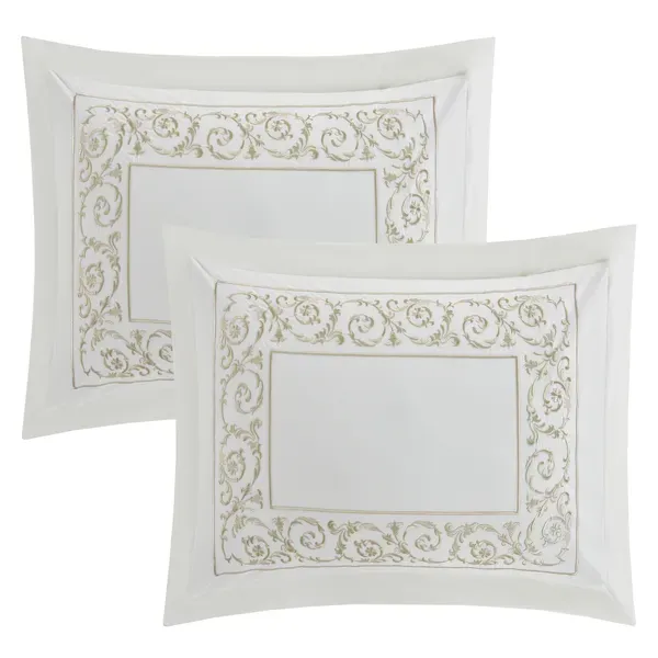 Nova Paisley Embroidery Duvet Cover Set - 100% Cotton, 200 Thread - 6 Pcs - King & Super King - White & Gold product thumbnail 9