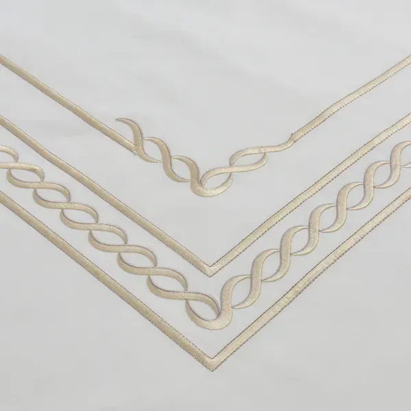 Nova Chain Embroidery Duvet Cover Set - 100% Cotton, 200 Thread - 6 Pcs - King & Super King - White & Gold product thumbnail 5