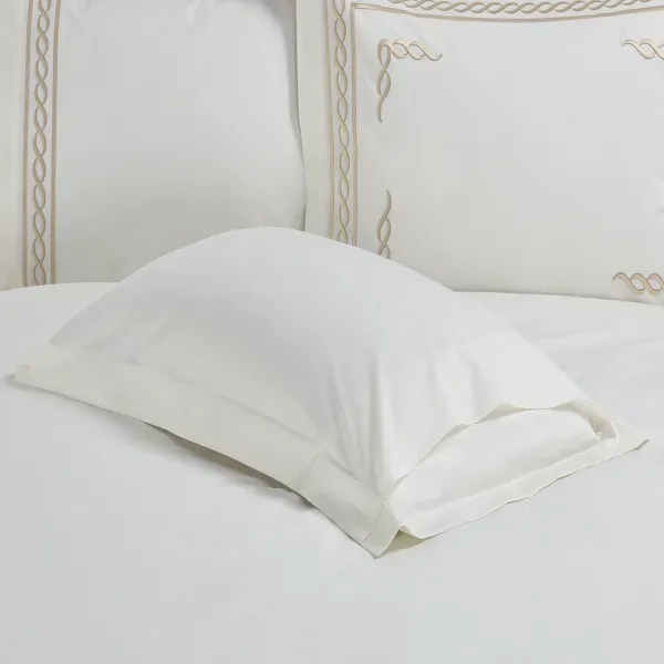 Nova Chain Embroidery Duvet Cover Set - 100% Cotton, 200 Thread - 6 Pcs - King & Super King - White & Gold product thumbnail 7