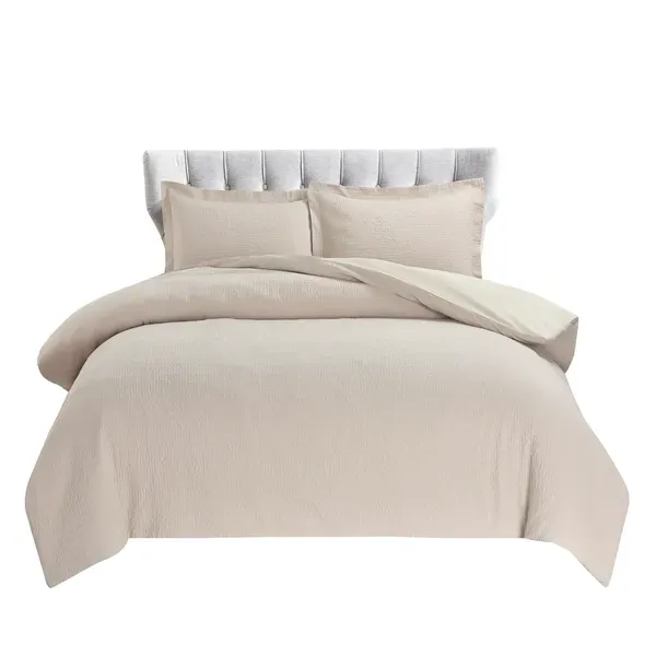 Nova Cottontex Textured Duvet Cover Set - 100% Cotton, 200 Thread - Beige (Available In Sizes) product thumbnail 10