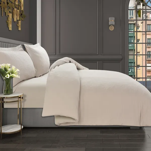 Nova Cottontex Textured Duvet Cover Set - 100% Cotton, 200 Thread - Beige (Available In Sizes) product thumbnail 3